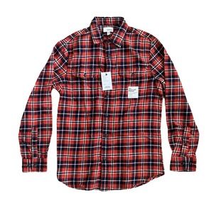 Sonoma Flannel Shirt Sz Small NWT Classic Fit Long Sleeve 2-Pocket Plaid Orange